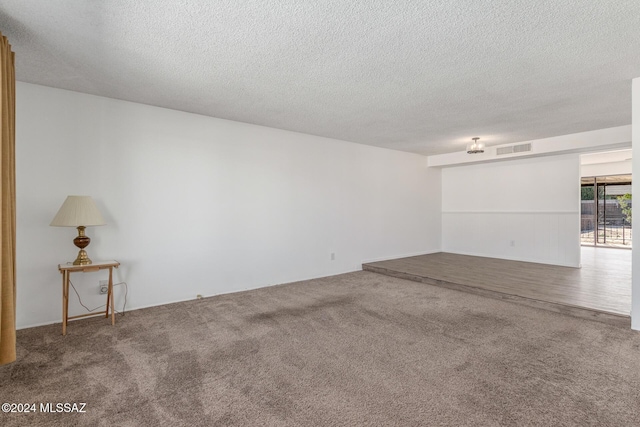 unfurnished room featuring carpet and a textured ceiling