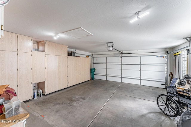 garage with a garage door opener