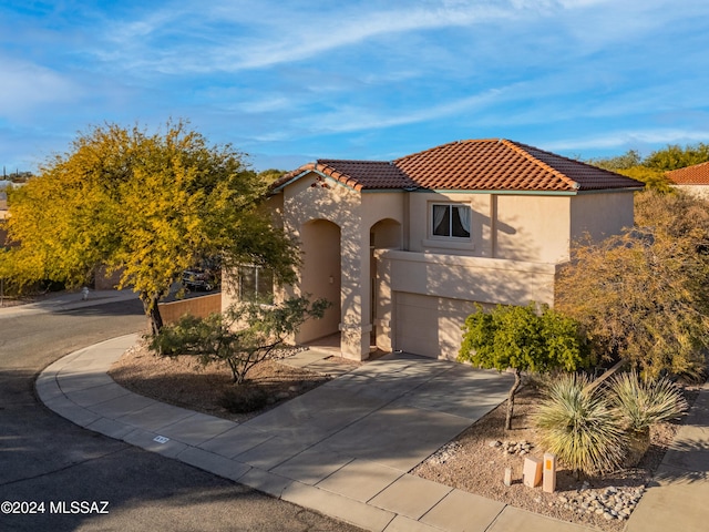 view of front of house with a garage