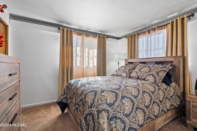 bedroom with carpet and multiple windows