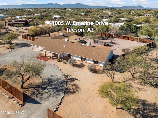 drone / aerial view with a mountain view