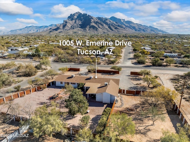 drone / aerial view with a mountain view