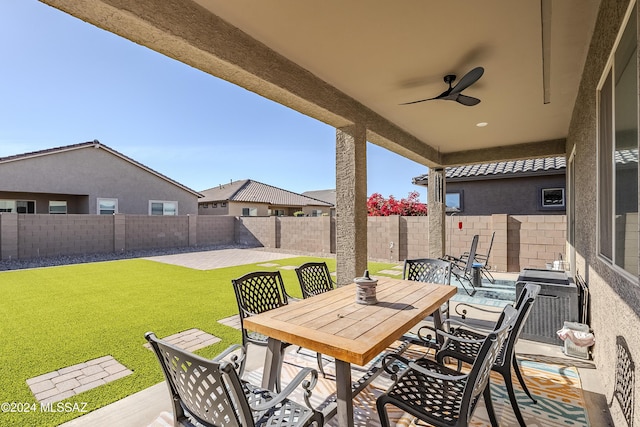 view of patio / terrace with ceiling fan