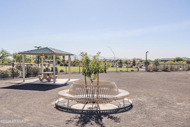 view of jungle gym with a gazebo