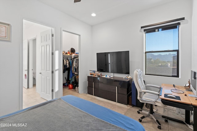 view of tiled home office