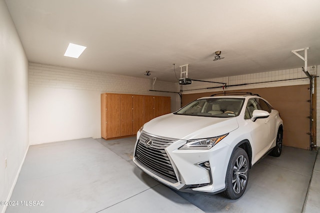 garage with a garage door opener