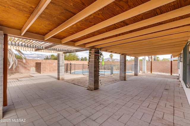 view of patio / terrace featuring a fenced in pool