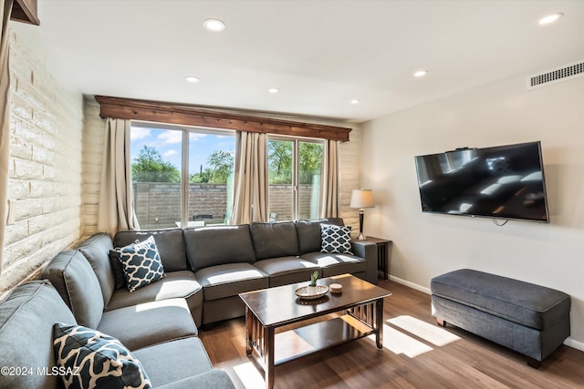 living room with hardwood / wood-style flooring