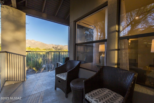 balcony with a mountain view