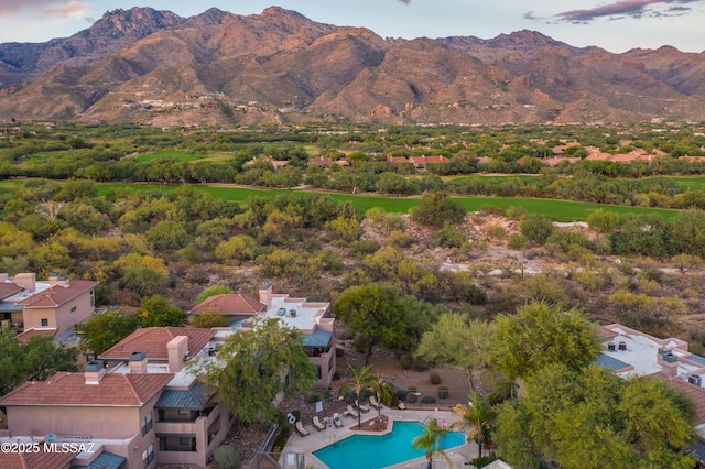 drone / aerial view with a mountain view