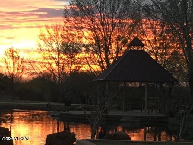 view of water feature featuring a gazebo