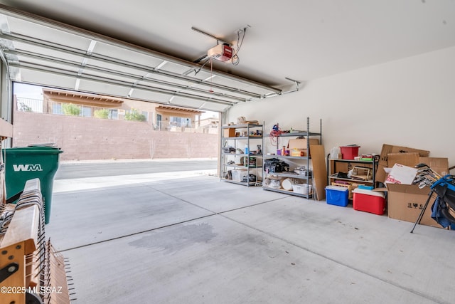 garage with a garage door opener