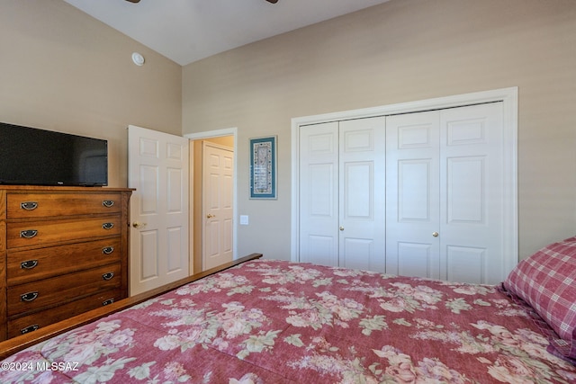 bedroom with a closet and ceiling fan