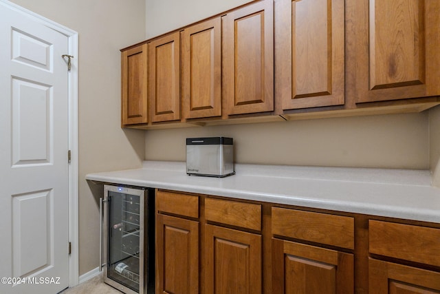 kitchen with wine cooler