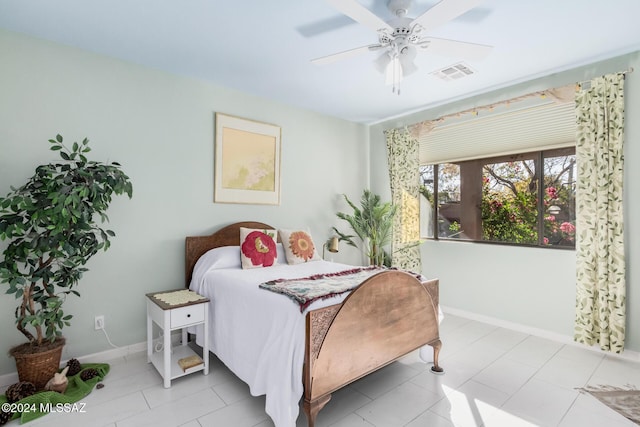 bedroom featuring ceiling fan