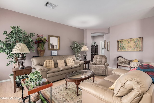 living room featuring light hardwood / wood-style floors