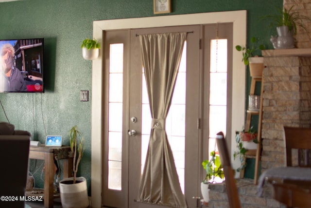 entryway featuring french doors