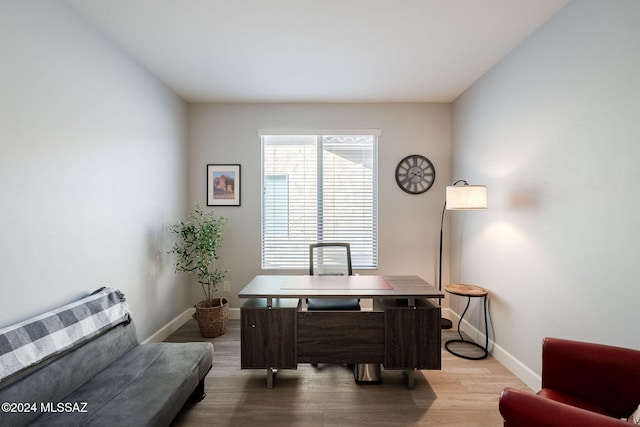 office area featuring light hardwood / wood-style floors