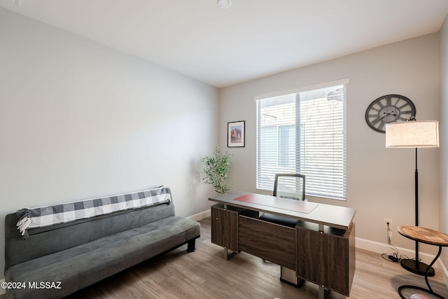 office space featuring light wood-type flooring