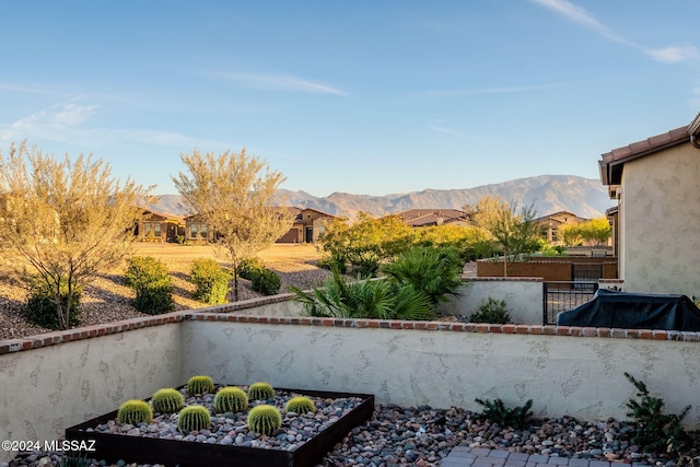 view of yard featuring a mountain view