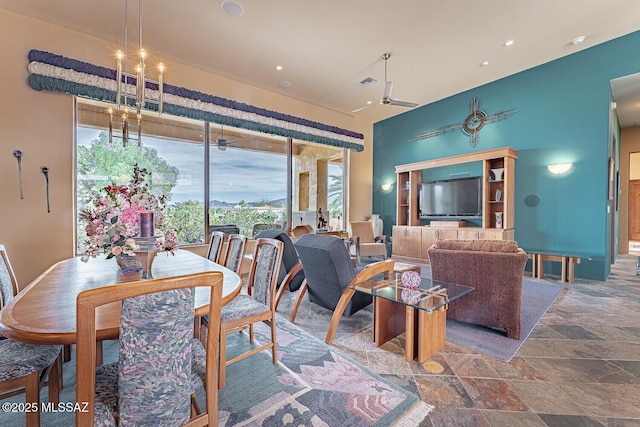 dining area featuring ceiling fan