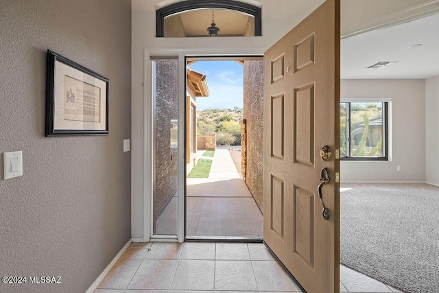 carpeted entrance foyer with plenty of natural light