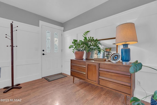 foyer entrance featuring light wood-type flooring