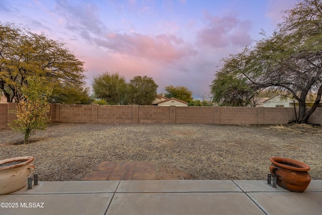 view of yard at dusk