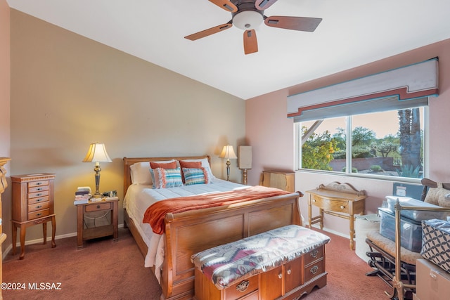 bedroom featuring carpet floors and ceiling fan