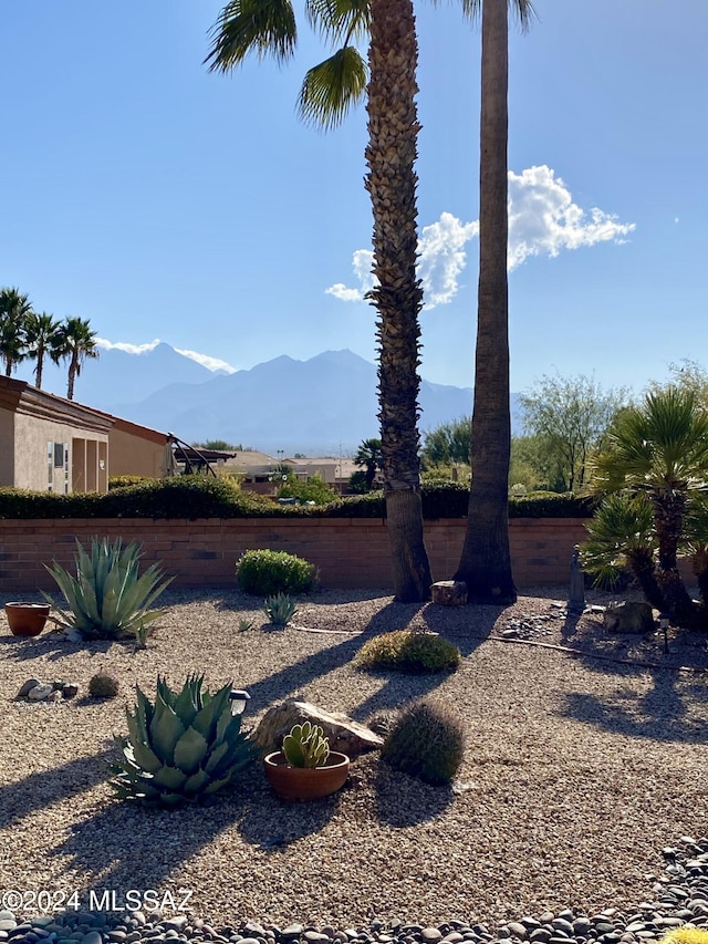 view of yard featuring a mountain view