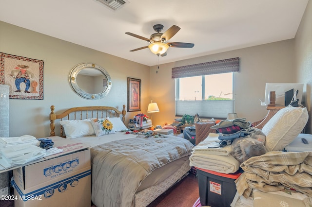 bedroom featuring ceiling fan