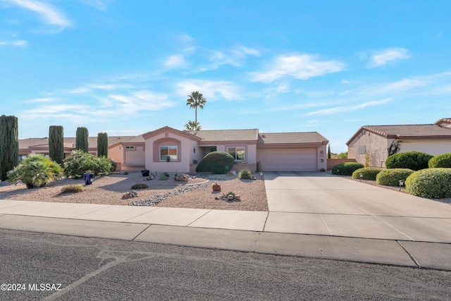 view of front of property with a garage