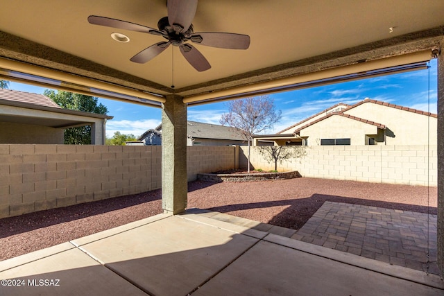 view of patio with ceiling fan