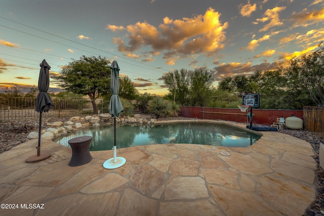 view of pool with a fenced backyard, a patio area, and a fenced in pool