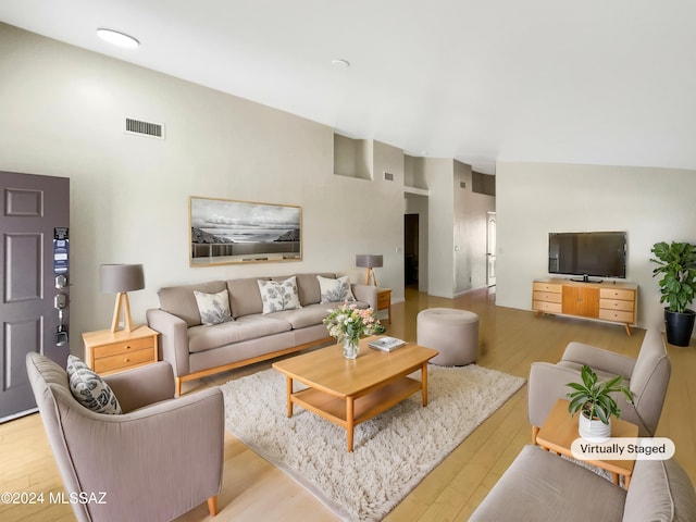 living room featuring light hardwood / wood-style floors