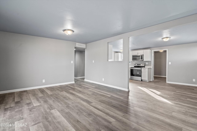 unfurnished living room with light hardwood / wood-style floors