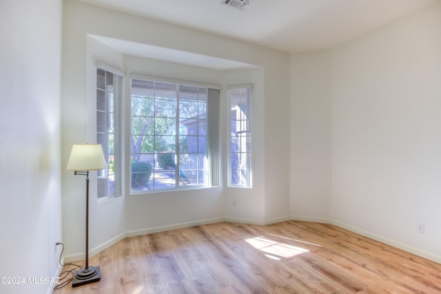 spare room with a healthy amount of sunlight and light wood-type flooring