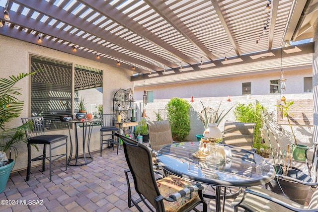 view of patio / terrace featuring a pergola