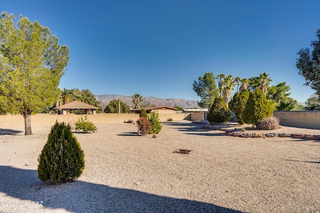 view of yard featuring a mountain view