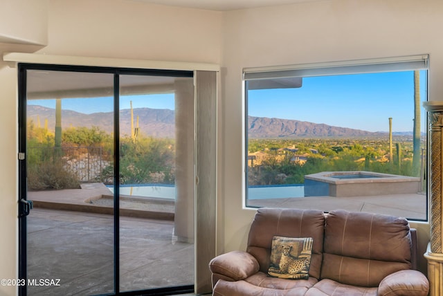 entryway with a mountain view