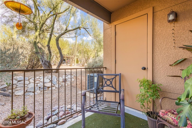 balcony with cooling unit