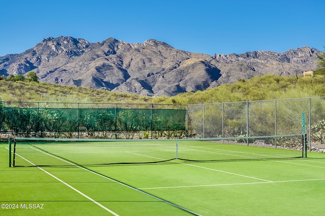 view of sport court featuring a mountain view