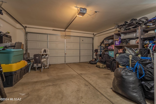 garage with a garage door opener