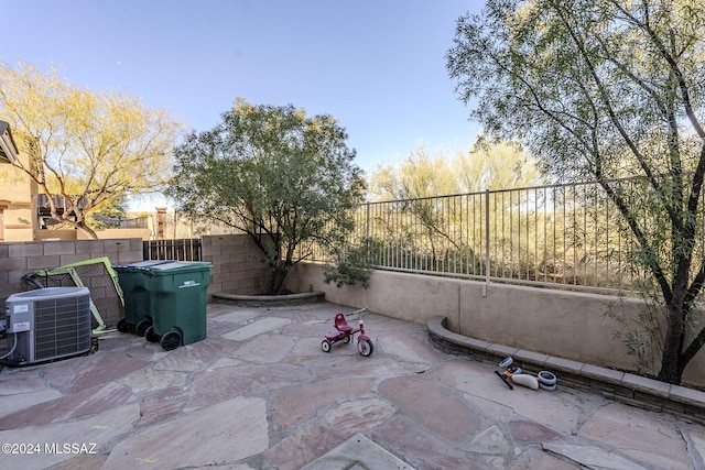 view of patio / terrace with central air condition unit