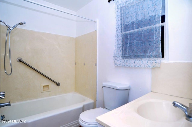 full bathroom featuring vanity, toilet, and tub / shower combination