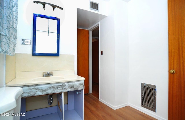 bathroom featuring sink and hardwood / wood-style flooring