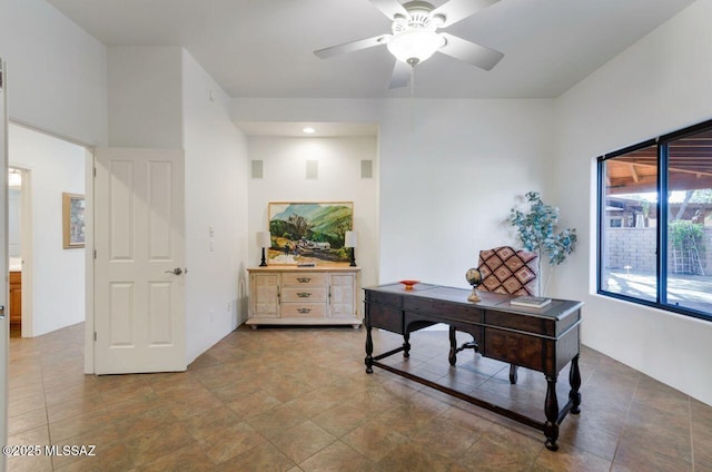 office featuring ceiling fan