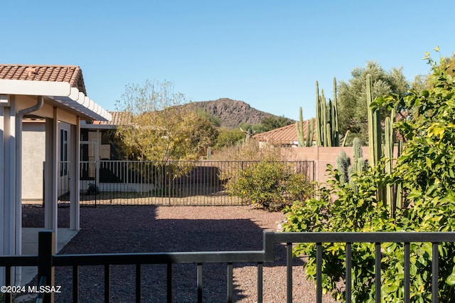 view of yard featuring a mountain view