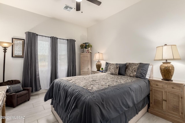 bedroom featuring ceiling fan