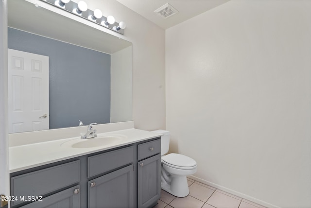 bathroom featuring tile patterned floors, vanity, and toilet